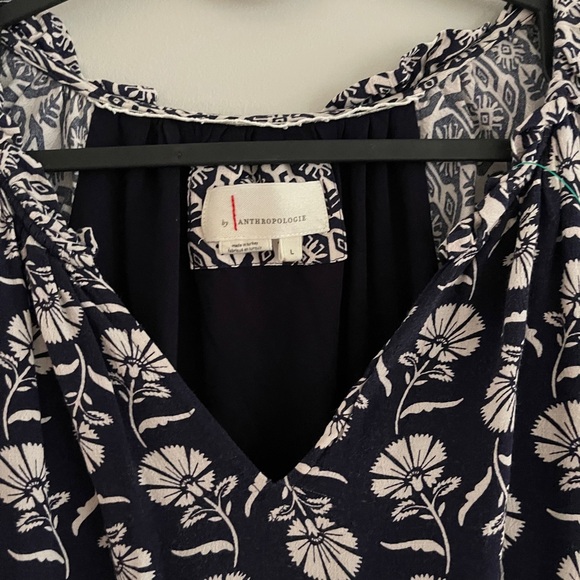 By Anthropologie Robin tiered mini dress blue and white floral large - Picture 3 of 7